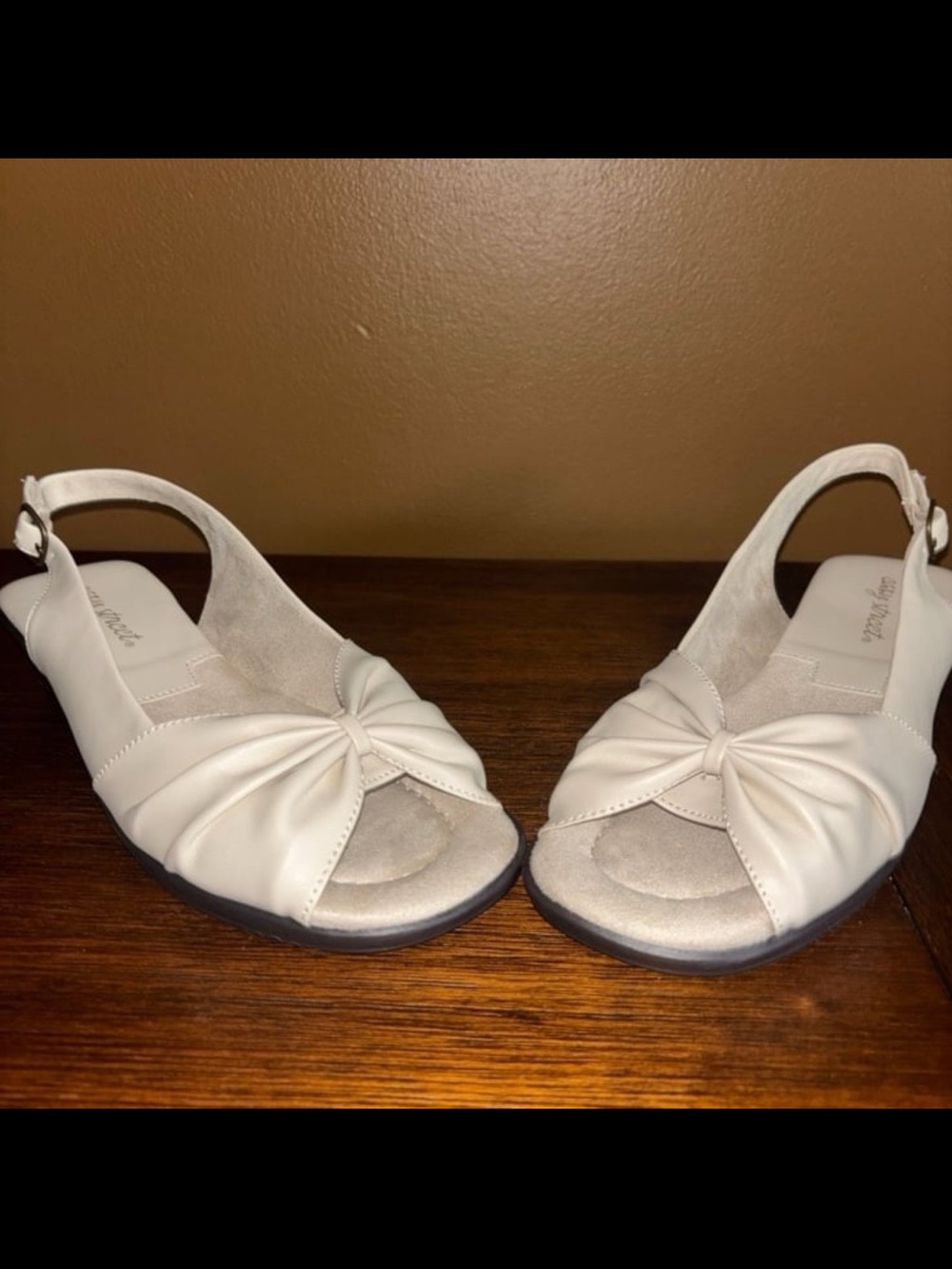 easy street Cream Knot Front Slingback Flats